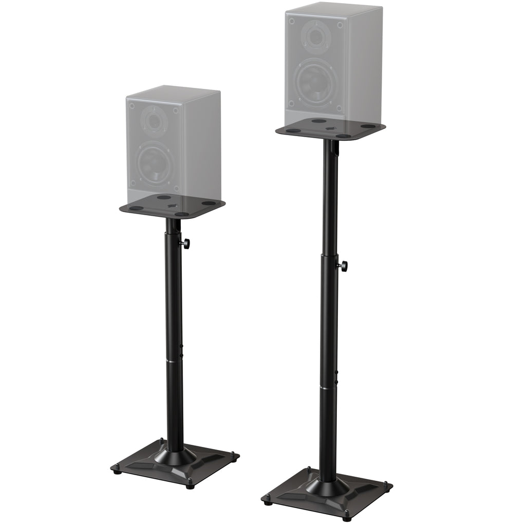 WALI Universal Speaker Stand, Surround Sound Speaker Stands with Adjustable Height Standard Bookshelf Speaker Mount for Living Room, Home Theater,(SFS002), 2 Pack, Black