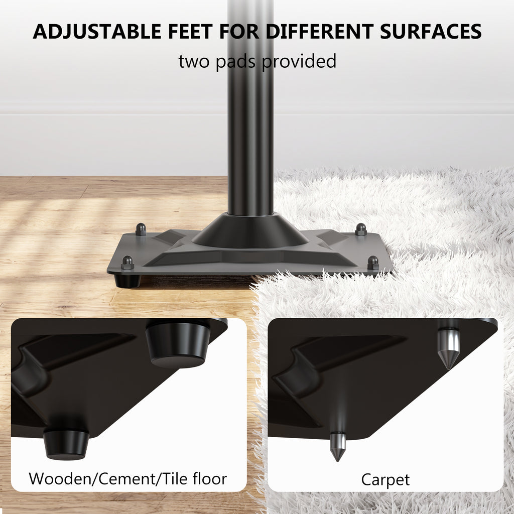 WALI Universal Speaker Stand, Surround Sound Speaker Stands with Adjustable Height Standard Bookshelf Speaker Mount for Living Room, Home Theater,(SFS002), 2 Pack, Black