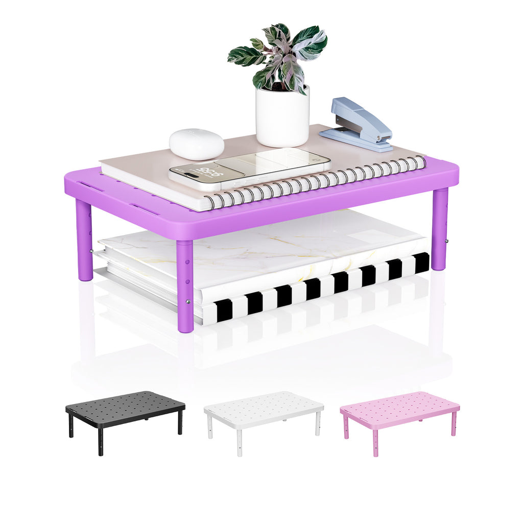 WALI Desk Organizer, 1 Tier Computer Monitor Stand for Desk, Desk Monitor Riser 3 Height Adjustable, Laptop Stand Underneath Storage for Office, Home, School Supplies (STT003-V), 1 Pack, Purple