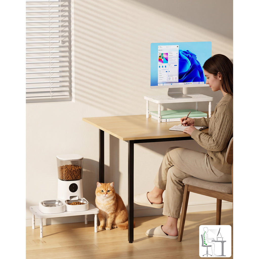 WALI Desk Organizer, 1 Tier Computer Monitor Stand for Desk, Desk Monitor Riser 3 Height Adjustable, Laptop Stand Underneath Storage for Office, Home, School Supplies (STT003-W), 1 Pack, White