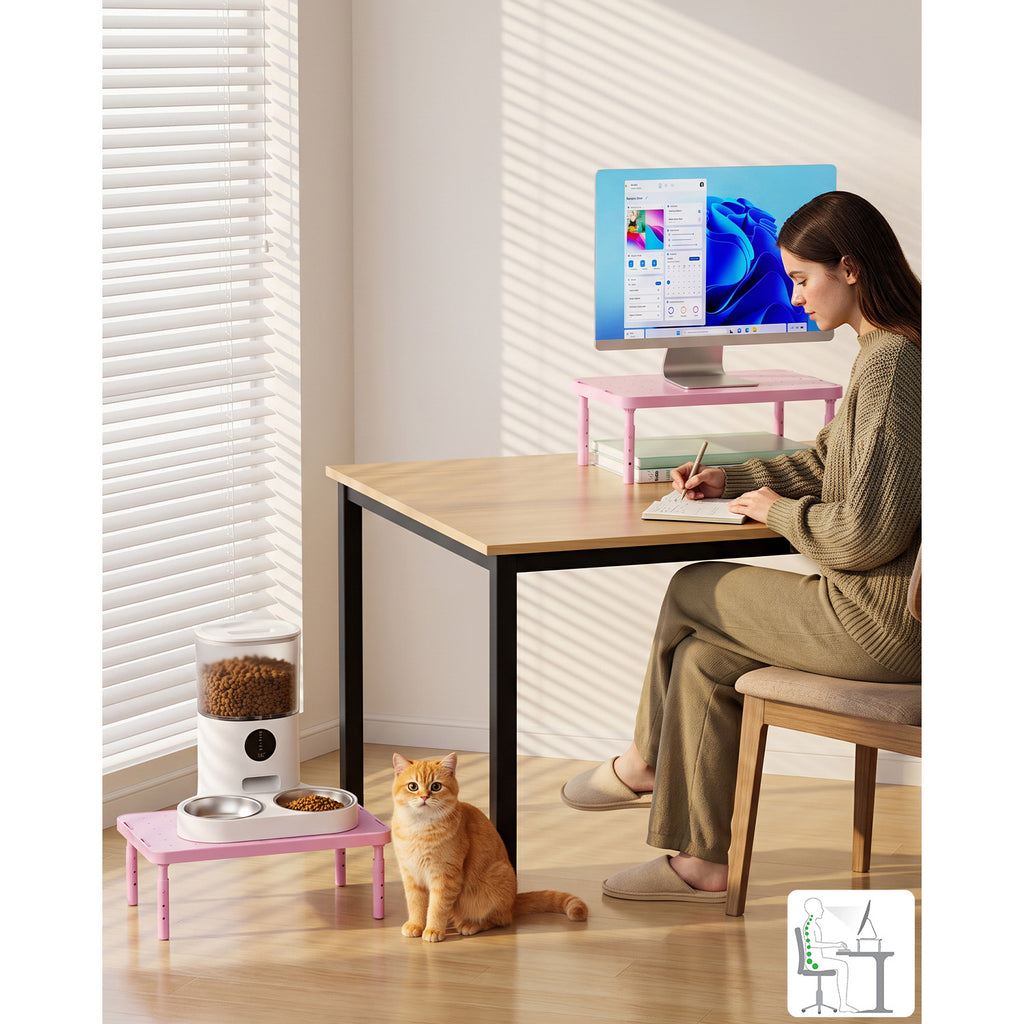 WALI Desk Organizer, 1 Tier Computer Monitor Stand for Desk, Desk Monitor Riser 3 Height Adjustable, Laptop Stand Underneath Storage for Office, Home, School Supplies (STT003-P), 1 Pack, Pink