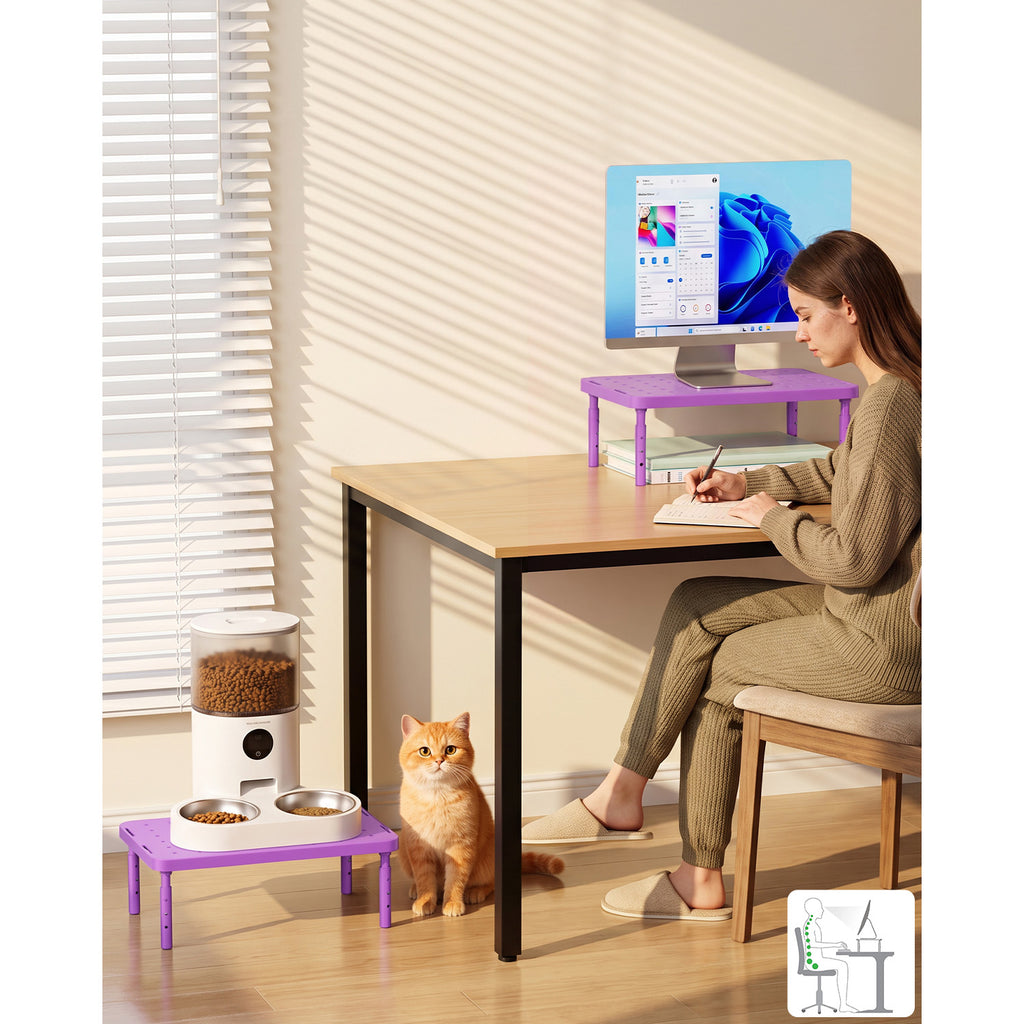 WALI Desk Organizer, 1 Tier Computer Monitor Stand for Desk, Desk Monitor Riser 3 Height Adjustable, Laptop Stand Underneath Storage for Office, Home, School Supplies (STT003-V), 1 Pack, Purple