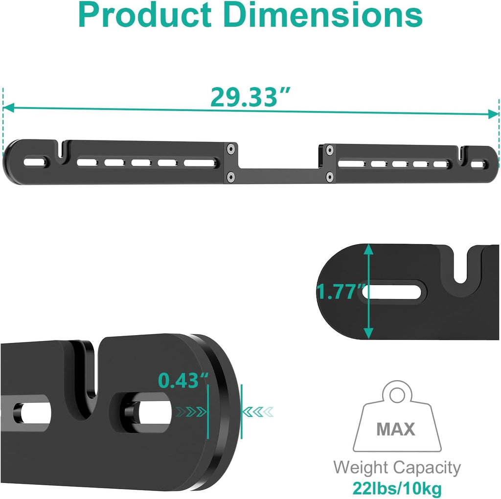 WALI Soundbar Wall Mount for Sonos Arc and Sonos Arc Ultra, Black|Hidden low-profile design mounts  under TV ,Saves space ,Complete hardware kit included for easy installation, Strong steel construction