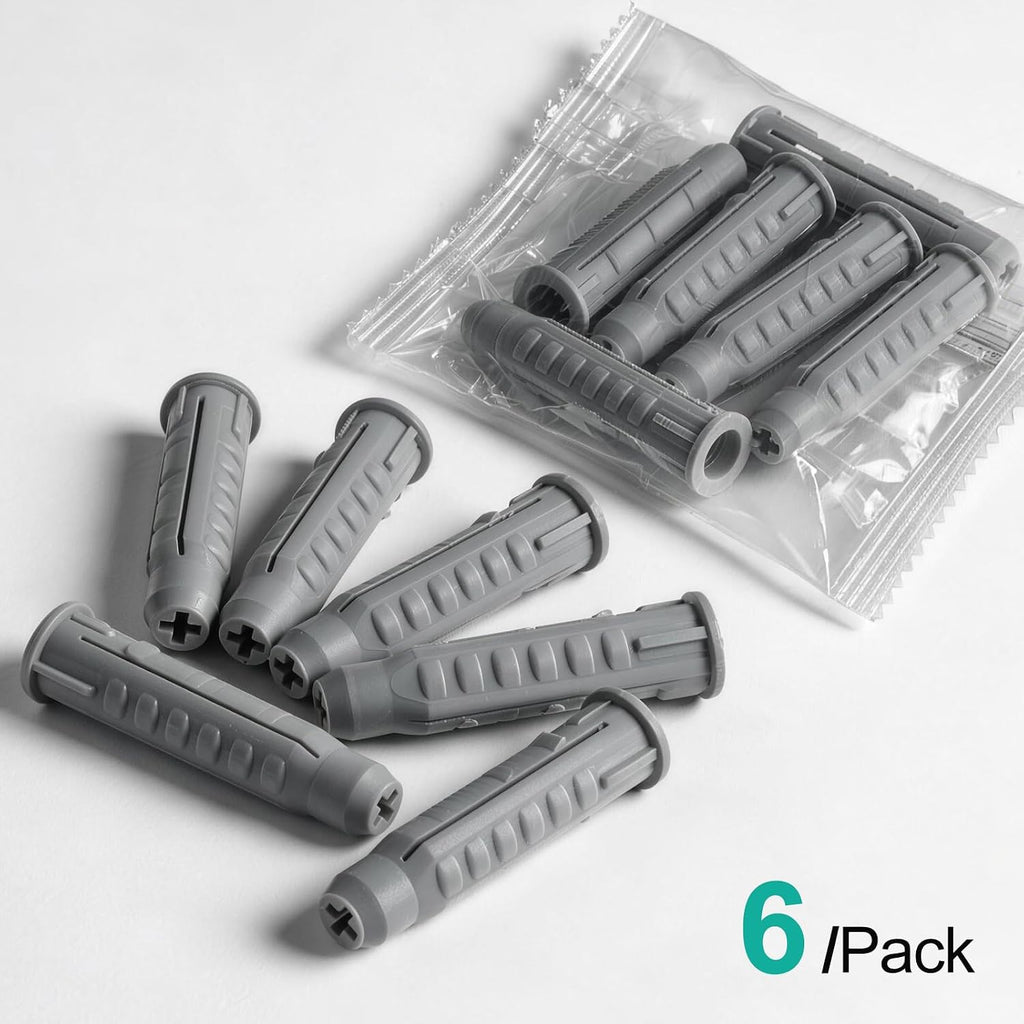 WALI Plastic Concrete Wall Anchors 10x50mm, Wall Plugs for TV Mount, 6 Pack Heavy Duty Wall Plugs for TV Mount Brick Concrete Wall Installation, Simple Hammer-in Install for Wall Mounted Brackets, Gray