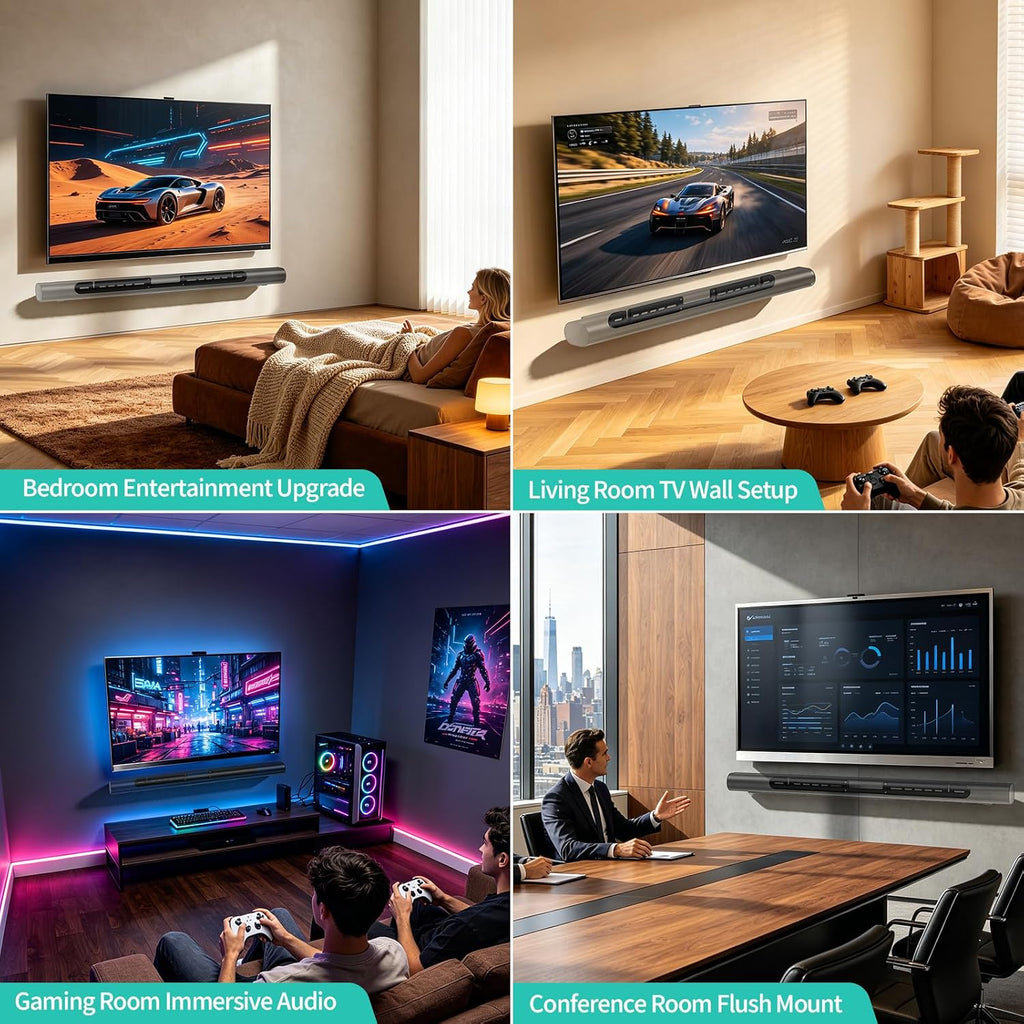 WALI Soundbar Wall Mount for Sonos Arc and Sonos Arc Ultra, Black|Hidden low-profile design mounts  under TV ,Saves space ,Complete hardware kit included for easy installation, Strong steel construction