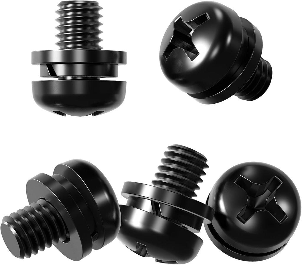 WALI M6 x 10mm TV Mount Screws Kit with Washers, 20PCS, Black Phillips Pan Head Screws For VESA 75/100mm, Flat & Split Lock Washers Deliver Dual Protection, Fits 9.5–11.5mm Mounting Depth