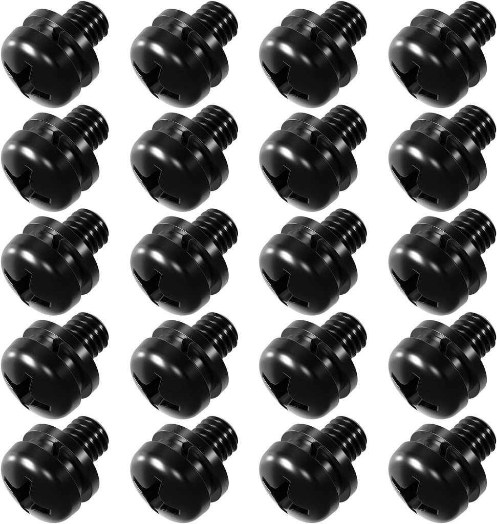WALI M6 x 10mm TV Mount Screws Kit with Washers, 20PCS, Black Phillips Pan Head Screws For VESA 75/100mm, Flat & Split Lock Washers Deliver Dual Protection, Fits 9.5–11.5mm Mounting Depth