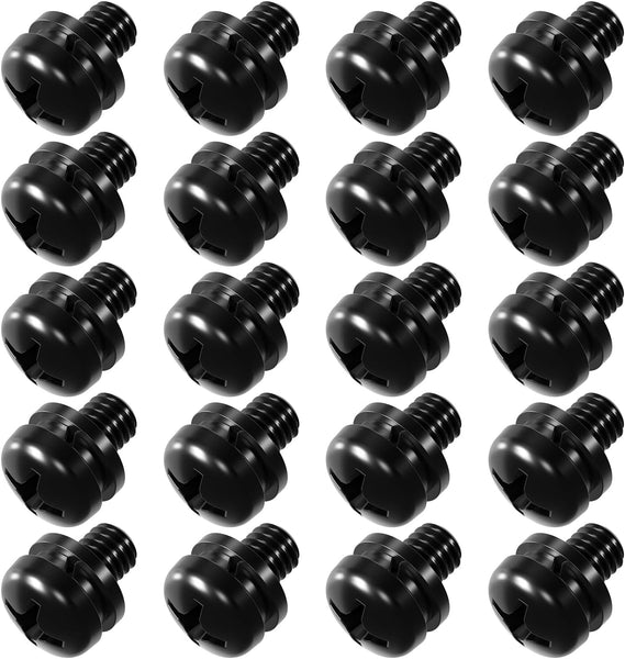 WALI M6 x 10mm TV Mount Screws Kit with Washers, 20PCS, Black Phillips Pan Head Screws For VESA 75/100mm, Flat & Split Lock Washers Deliver Dual Protection, Fits 9.5–11.5mm Mounting Depth