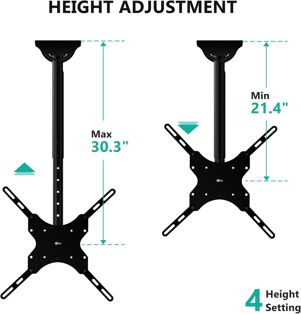 WALI Ceiling TV Mount for Most 26-65 inch LCD LED 4K TVs, up to 110 lbs | Hanging Pole Ceiling Mount TV Bracket for Home Gym Patio Gazebo, Full Motion with Tilt, Swivel, Max VESA 400x400mm (CM2665)