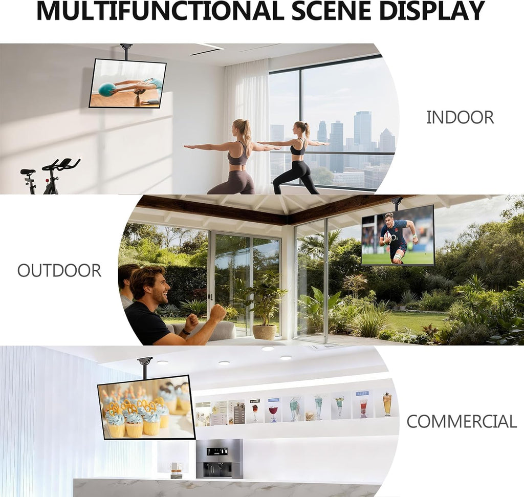 WALI Ceiling TV Mount for Most 26-65 inch LCD LED 4K TVs, up to 110 lbs | Hanging Pole Ceiling Mount TV Bracket for Home Gym Patio Gazebo, Full Motion with Tilt, Swivel, Max VESA 400x400mm (CM2665)