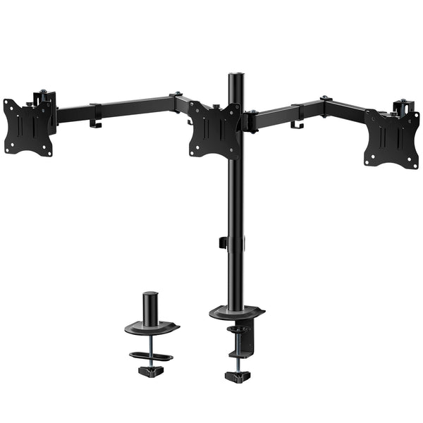 WALI Triple Monitor Mount, Heavy Duty Triple Monitors Stand for 13-27 inch Screens, Adjustable 3 Monitor Desk Mount with Swivel, Tilt, Rotation, Clamp & Grommet Base Kit (M003SN), Black