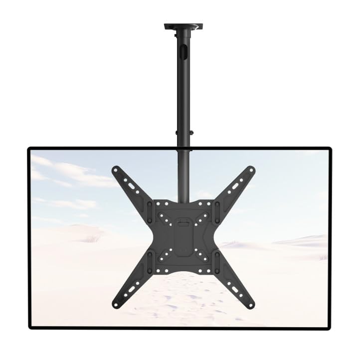 WALI Ceiling TV Mount Adjustable Bracket Fits Most LED, LCD, OLED and Plasma Flat Screen Display 23 to 65 Inch, up to 110 Lbs, Mounting Holes 400x400mm (CM2365), Black