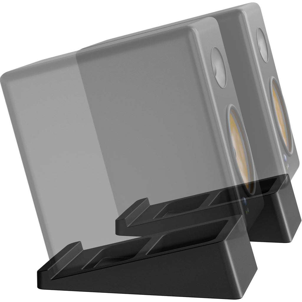 WALI Desktop Speaker Stand Riser, Desk Studio Speaker Wedge with 15° Incline Design Improve Listening Experience, Desk Audio Stand for Bookshelf, Laptop and Studio Speaker (SDS001XL), Black