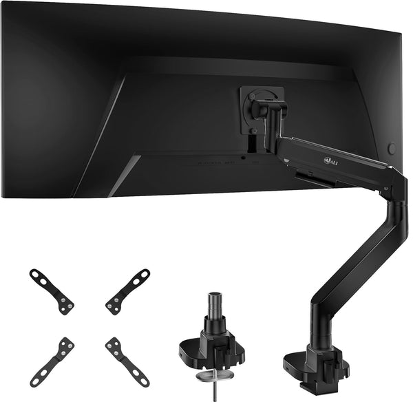 WALI 24-57" Monitor Arm, Heavy Duty Gas Spring Desk Mount for Ultrawide Flat and Curved Screen Up to 59.4lbs, VESA 75x75 to 200x200 (GSMU001XL-P), Black