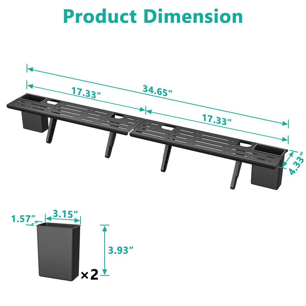 WALI TV Top Shelf, Adjustable Monitor Shelf with 2 Storage Boxes, Stitchable Floating TV Stand Holds Up to 5.5lbs for Speaker, Media Boxes, Game Console, Router Shelves 34.65×4.3'' (TSH004-2B), Black