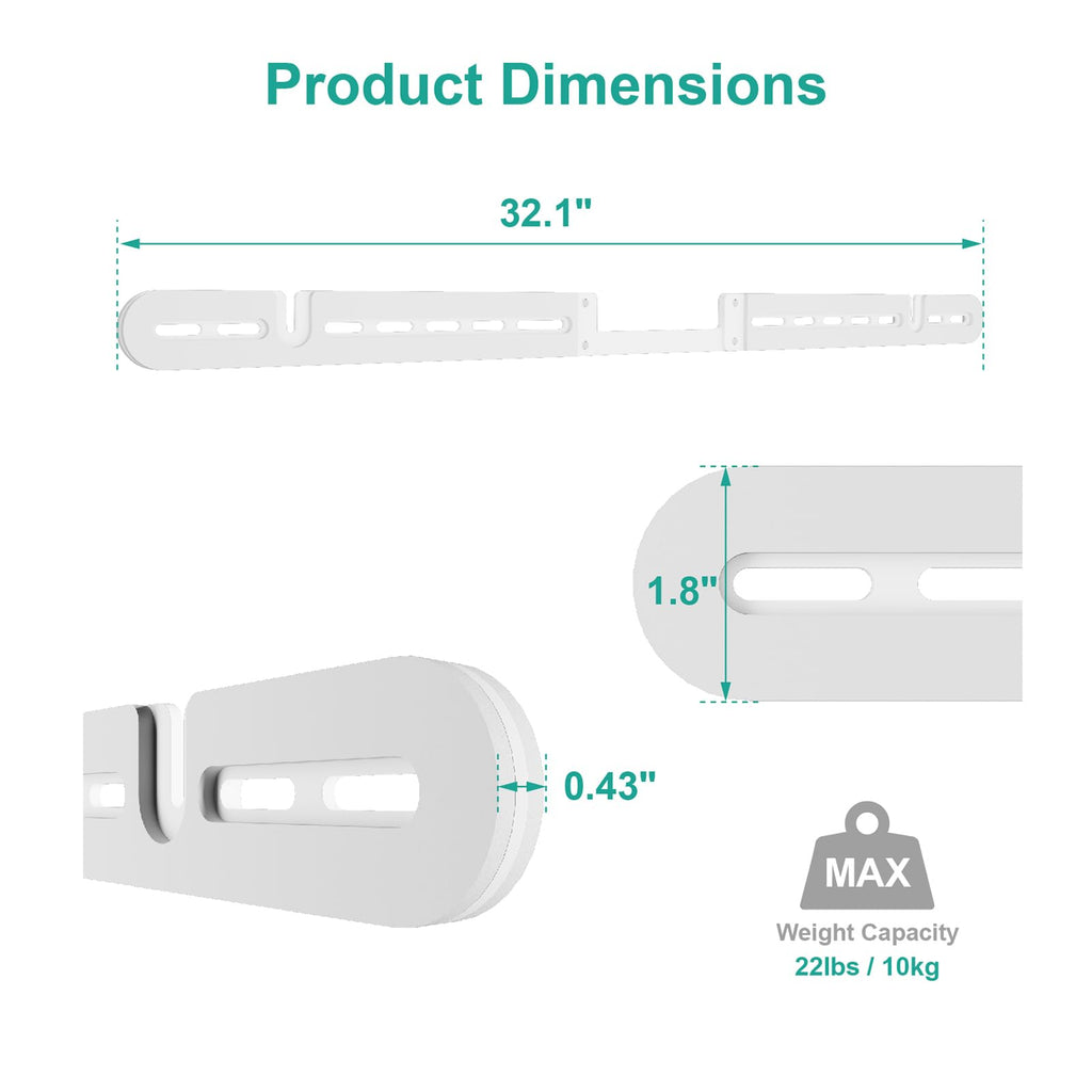 WALI Soundbar Wall Mount, Designed for Sonos Arc and SONOS ARC Ultra, Low Profile Sound Bar Mount Bracket Under TV with Hardware Kit, Easy to Install (SON003-W), White