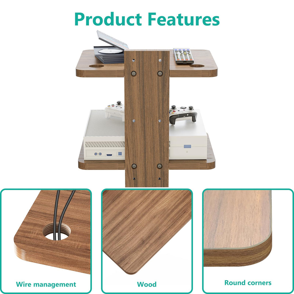 WALI Floating TV Shelf, Projector Shelf Holds Up to 22lbs, Wooden Projector Wall Mounted Shelves for DVD Players, Cable Boxes, Game Consoles, Living Room Decor Accessories (CS202N), 2 Shelves, Wood