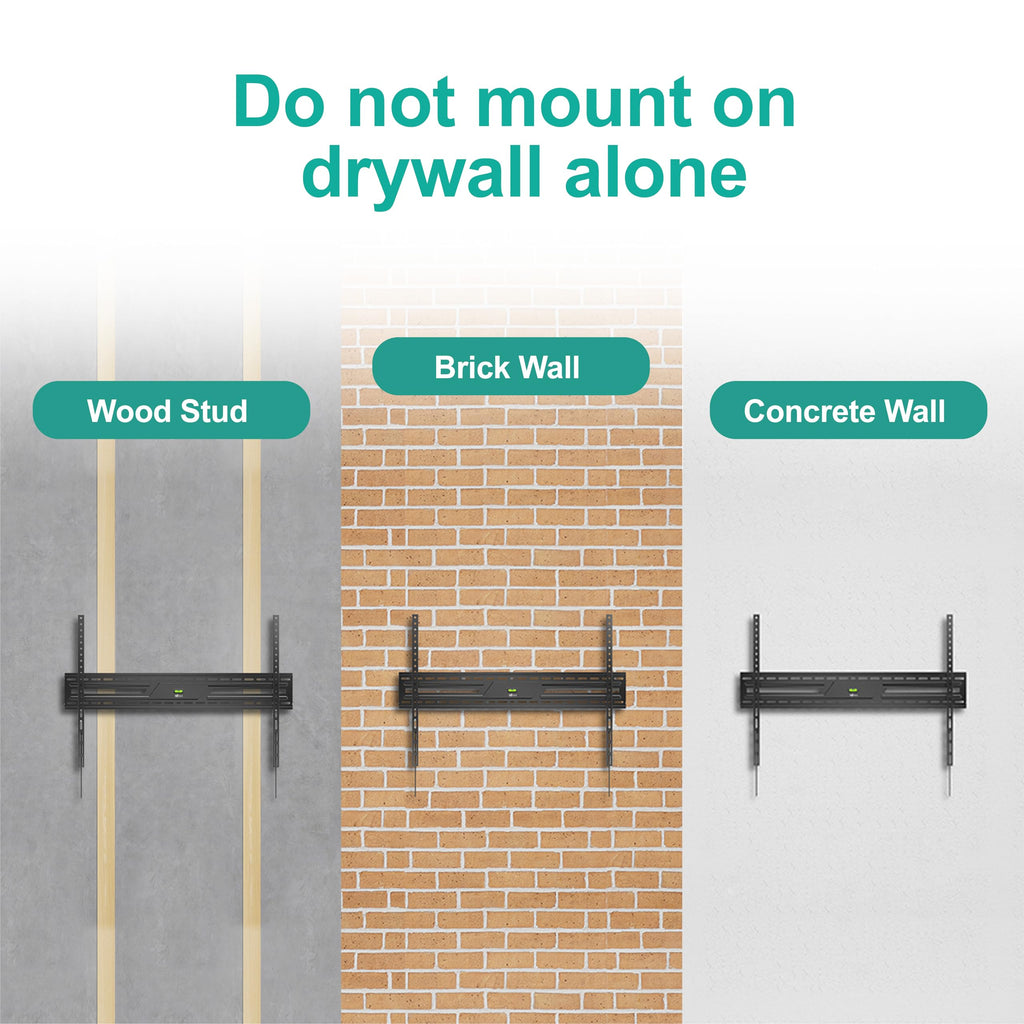 WALI TV Wall Mount for 43-100 Inch Flat Curved TVs up to 165 lbs, Low Profile Flat Wall Mount Bracket Holds Your TV 1.2 Inch from The Wall, Mounting Holes up to 900x600mm (TTM-5), Black