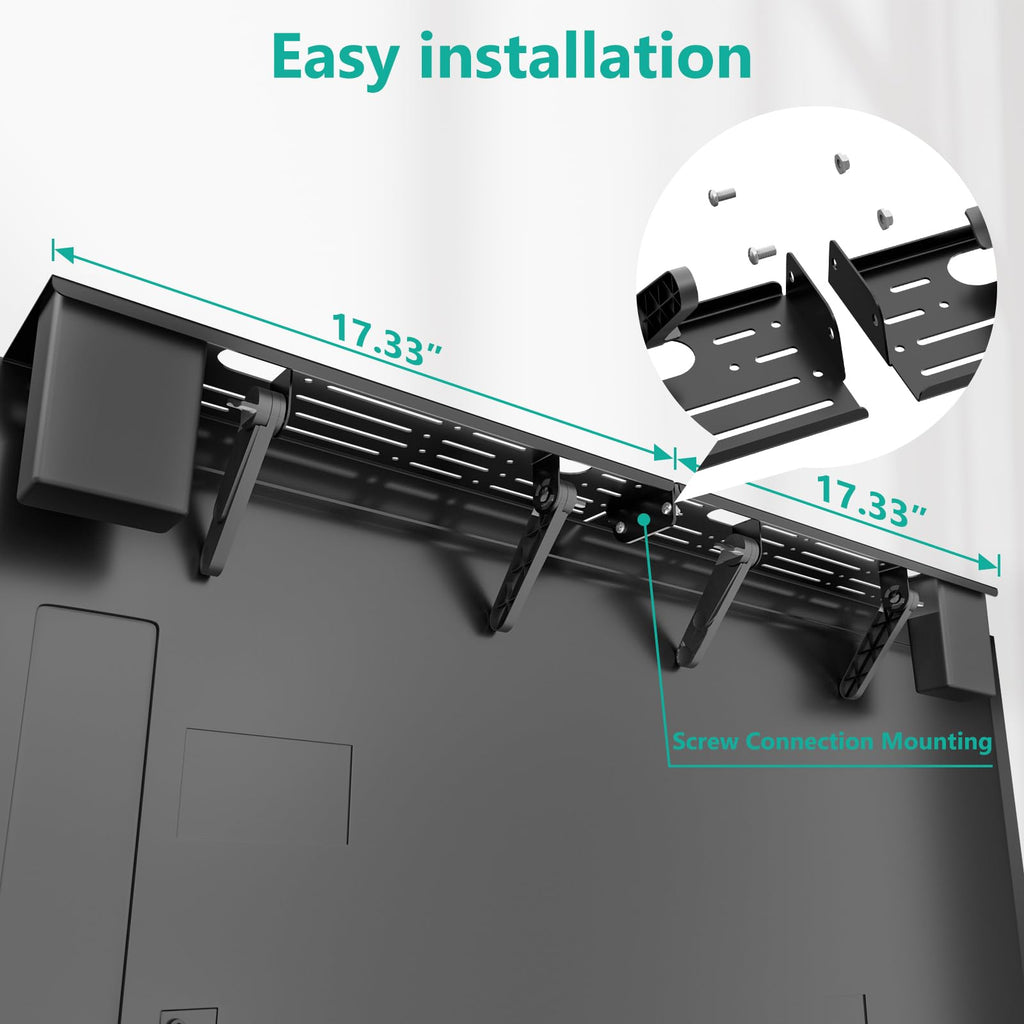 WALI TV Top Shelf, Adjustable Monitor Shelf with 2 Storage Boxes, Stitchable Floating TV Stand Holds Up to 5.5lbs for Speaker, Media Boxes, Game Console, Router Shelves 34.65×4.3'' (TSH004-2B), Black