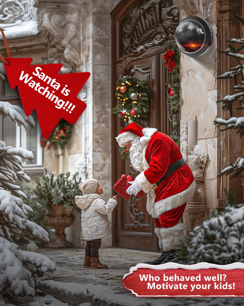 WALI Santa Cam, Santa Camera Ornament with Realistic Red Flashing Light, Motivate Kids and Prevent Grinch Mischief, Perfect Christmas Decor Indoor & Outdoor-1 Pack