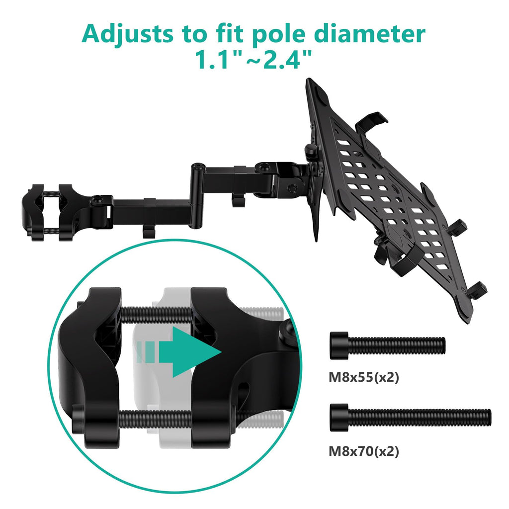 WALI Laptop Pole Mount Tray, Universal Laptop Arm Holder Fits 10 to 15.6 inch Laptops, Full Motion Monitor Mount with Removable VESA 75x75 or 100x100 mm(011ARMLP), Black