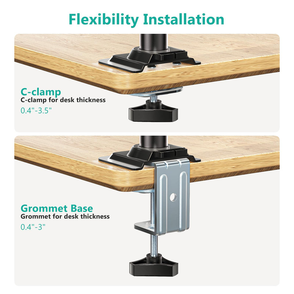 WALI Laptop Tray Desk Mount, Laptop Arm Mount Fits 10-15.6 Inch Notebook, Single Gas Spring Monitor Arm for 17-32 Inch Computer Screen, Holds up to 22lbs(GSDM00LP), Black