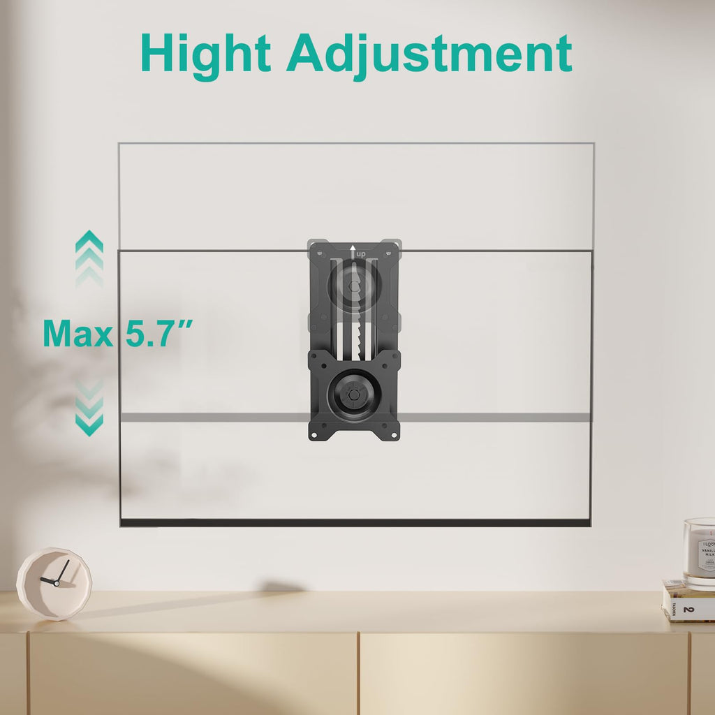 WALI Single Monitor Wall Mount, Height Adjustable for 17-32 inch Computer Monitor Bracket, up to 17.6 Lbs, Fits 1 Screen with Max Mounting Holes 100x100mm (1732LM), Black