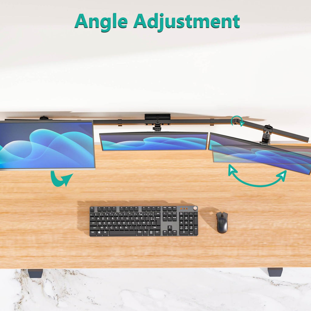 WALI Triple Monitor Wall Mount for 17 to 32 Inch, Computer Monitor Arm for 3 Screens, Swivel Tilt Wall Mount with Mounting Holes 75x75/100x100mm, Per Arm Holds Up to 15.4lbs (013ARM), Black