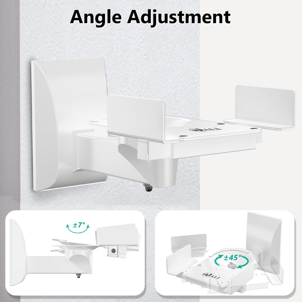 WALI Speaker Wall Mounts, Dual Side Clamping Bookshelf Mounting Bracket for Large Surrounding Sound Speakers, Hold up to 55 lbs. (SWM201-W), 1 Pair, White