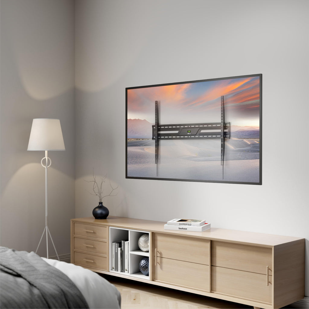 WALI TV Wall Mount for 43-100 Inch Flat Curved TVs up to 165 lbs, Low Profile Flat Wall Mount Bracket Holds Your TV 1.2 Inch from The Wall, Mounting Holes up to 900x600mm (TTM-5), Black
