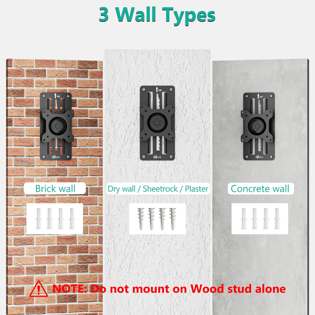 WALI Single Monitor Wall Mount, Height Adjustable for 17-32 inch Computer Monitor Bracket, up to 17.6 Lbs, Fits 1 Screen with Max Mounting Holes 100x100mm (1732LM), Black