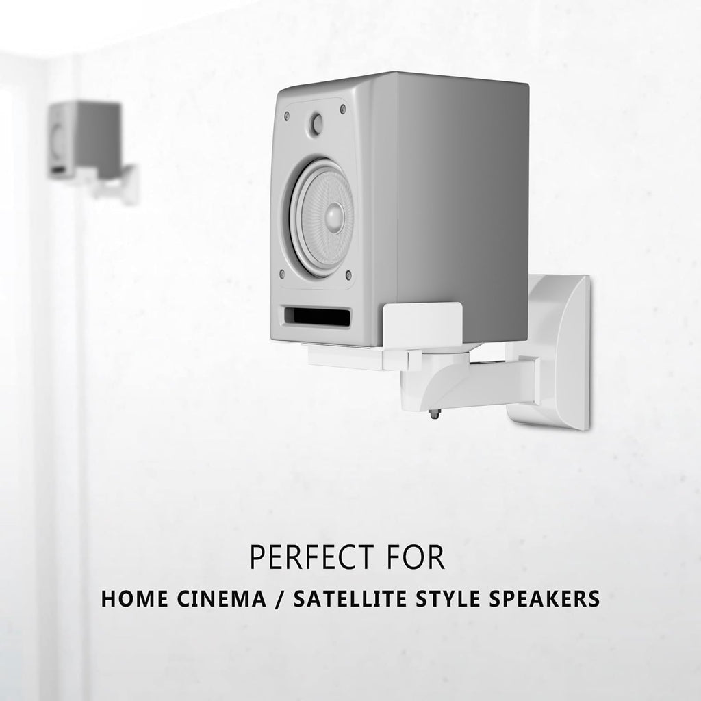 WALI Speaker Wall Mounts, Dual Side Clamping Bookshelf Mounting Bracket for Large Surrounding Sound Speakers, Hold up to 55 lbs. (SWM201-W), 1 Pair, White