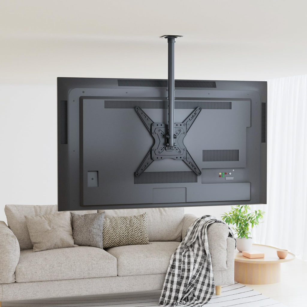 WALI Ceiling TV Mount Adjustable Bracket Fits Most LED, LCD, OLED and Plasma Flat Screen Display 23 to 65 Inch, up to 110 Lbs, Mounting Holes 400x400mm (CM2365), Black
