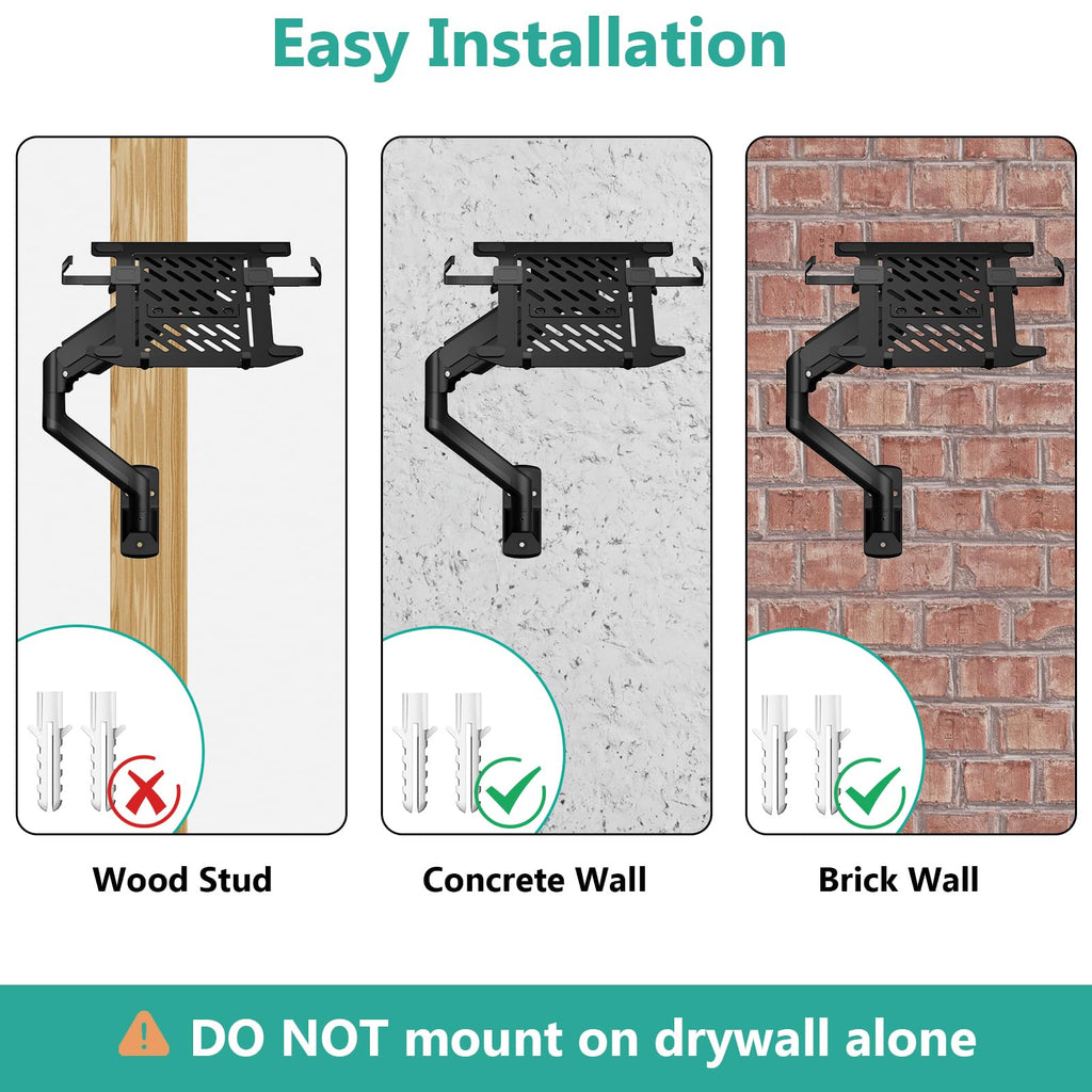 WALI Laptop Wall Mount, Full Motion Adjustable Laptop Arm Fits 10 to 17inch Notebook, Monitor Wall Mount for 17 to 32inch Computer Screen, Holds up to 15.4-22lbs(GSWM001LP), Black