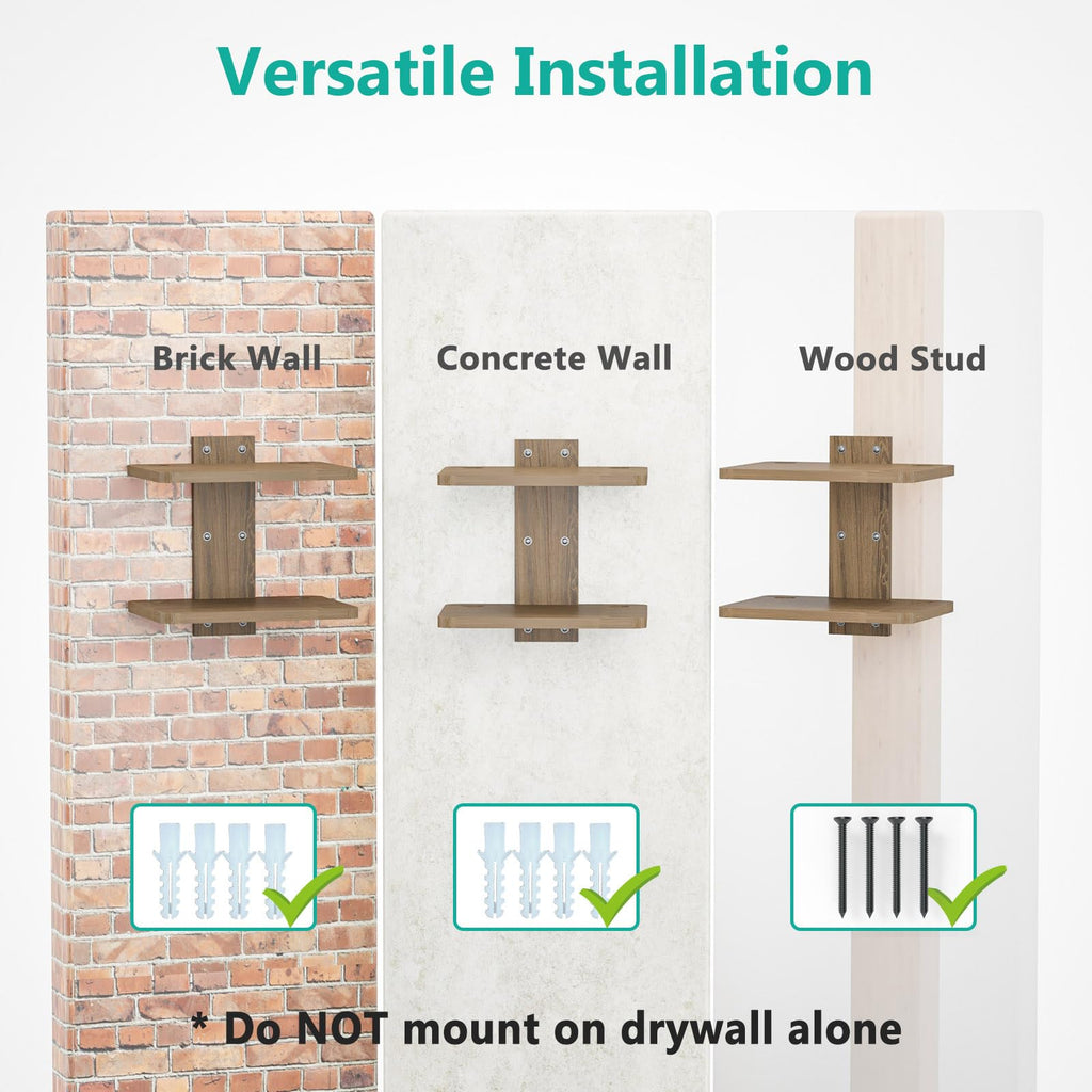 WALI Floating TV Shelf, Projector Shelf Holds Up to 22lbs, Wooden Projector Wall Mounted Shelves for DVD Players, Cable Boxes, Game Consoles, Living Room Decor Accessories (CS202N), 2 Shelves, Wood