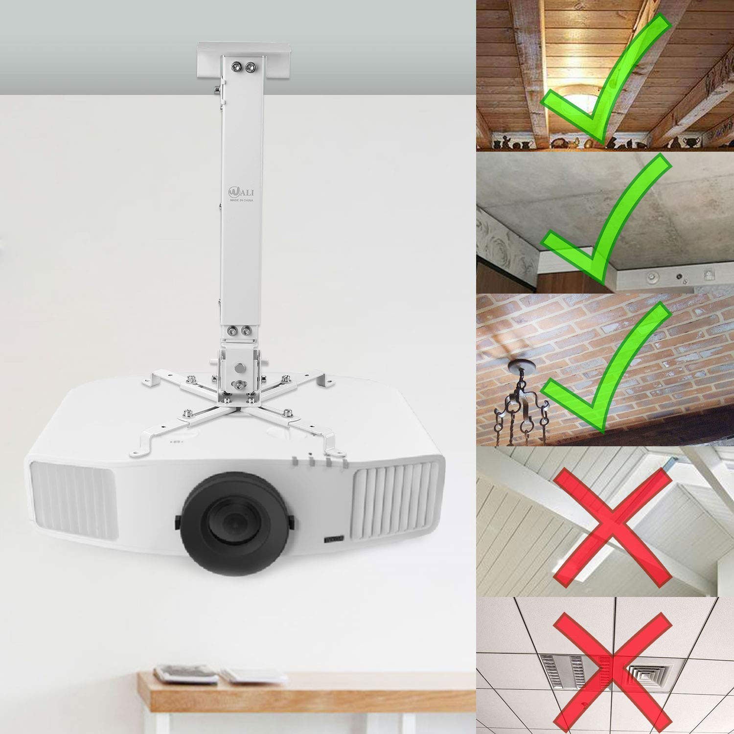Universal Projector Flat Ceiling Mount