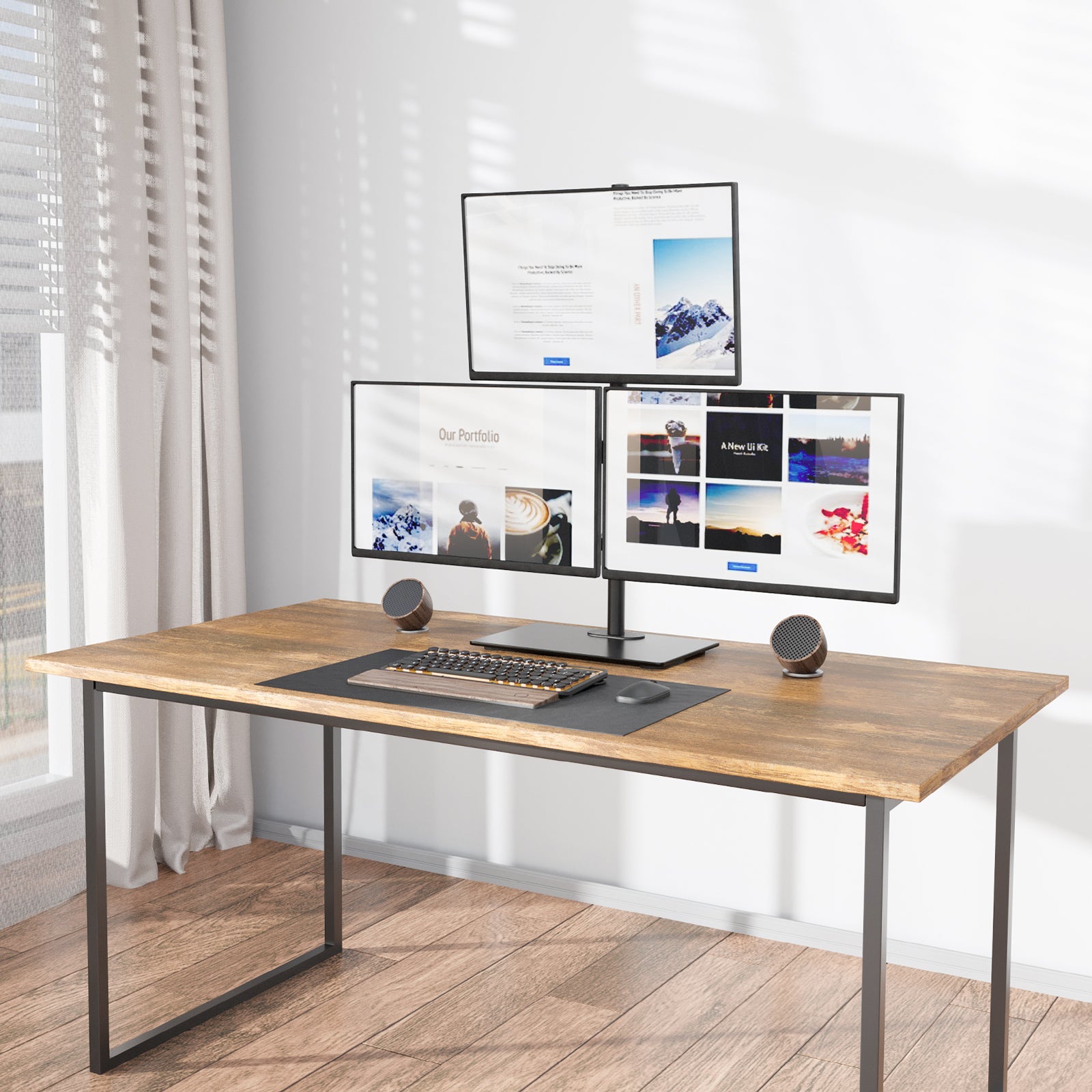 WALI Triple Monitor Stand, fits 3 Computer Screens up to 27 Inch, Hold ...