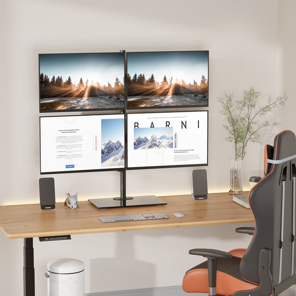 WALI Quad Monitor Stand, fits 4 Computer Screens up to 27 Inch, Holds up to 22lbs per Screen (GMF004)