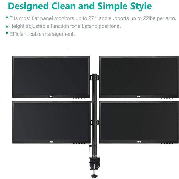 Quad LCD Monitor Stand Fits Four Screens up to 27