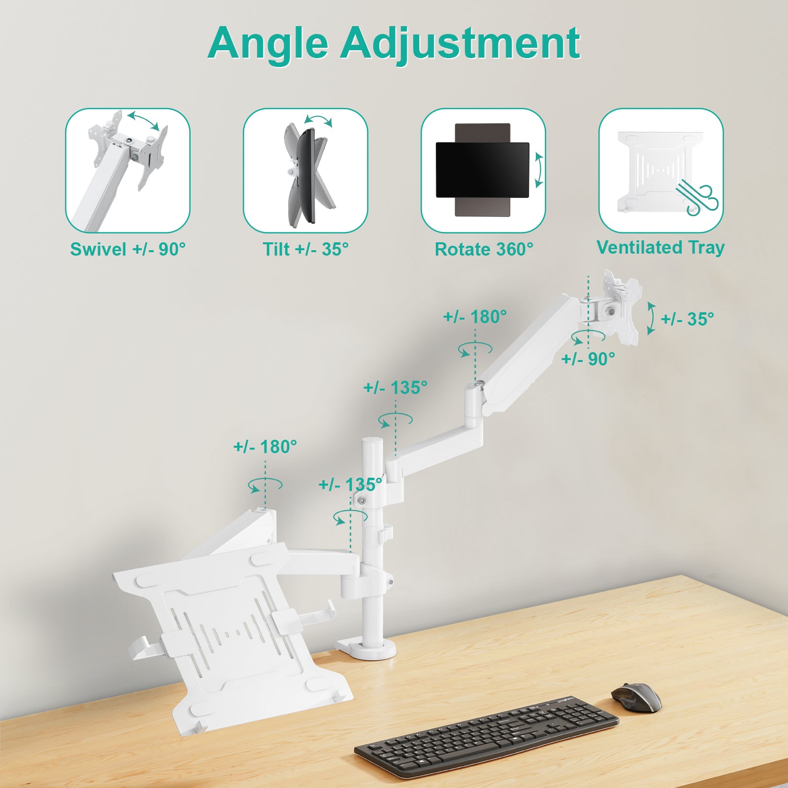 WALI Monitor Laptop Mount Stand, Laptop Tray up to 15.6 inch, Monitor