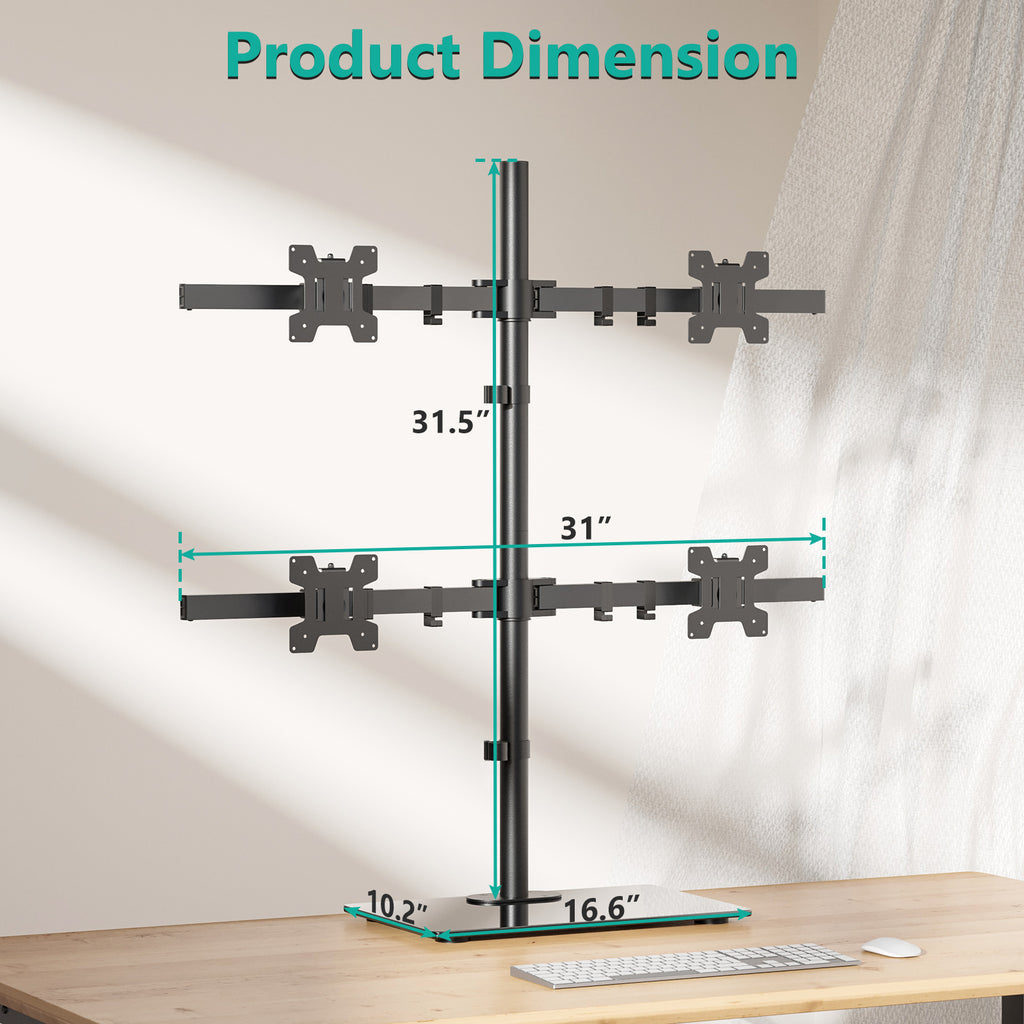WALI Quad Monitor Stand, fits 4 Computer Screens up to 27 Inch, Holds ...