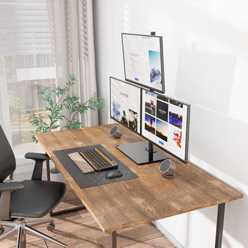 WALI Triple Monitor Stand, fits 3 Computer Screens up to 27 Inch, Hold ...