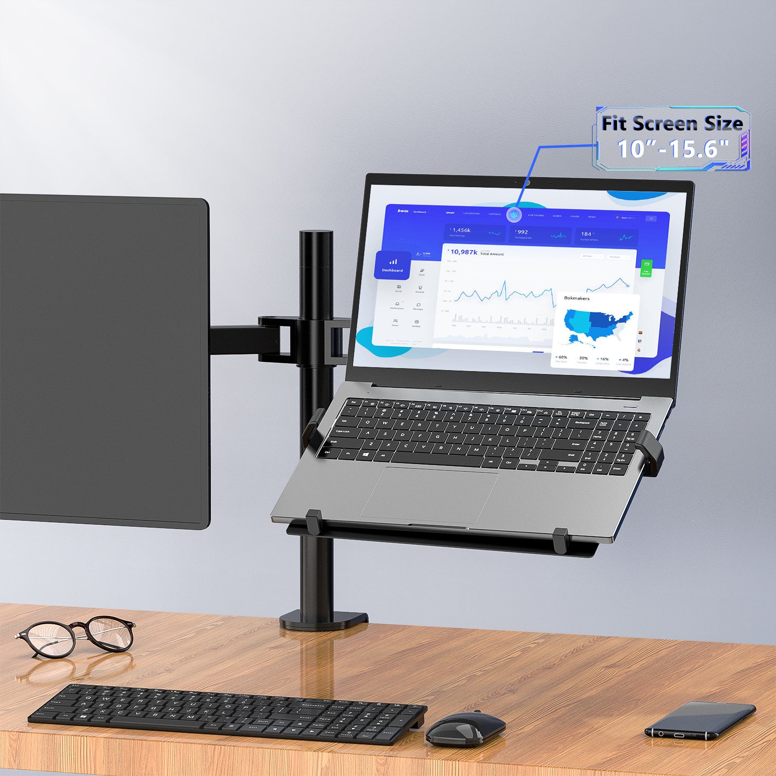 WALI Monitor Laptop Mount Stand, Laptop Tray up to 15.6 inch