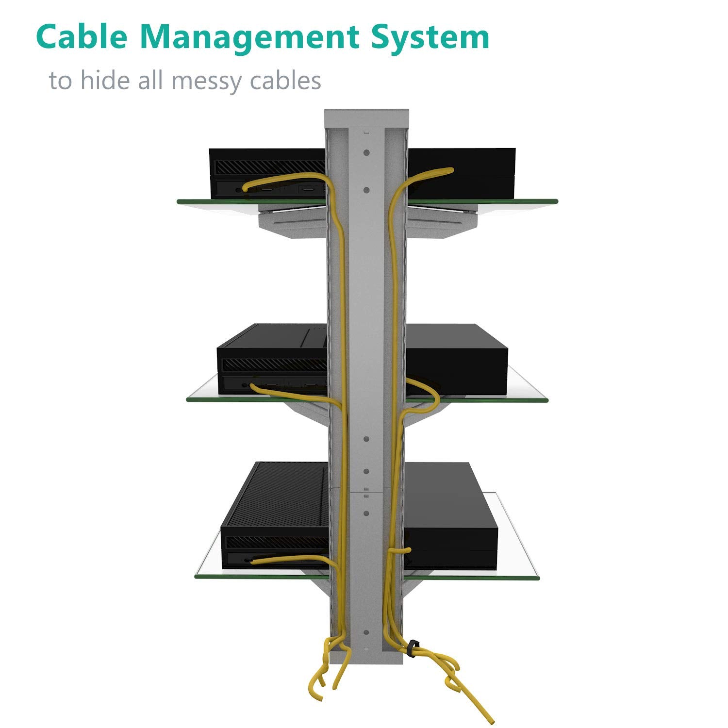 Adjustable Triple AV Shelf Wall Mount with Cable Management System