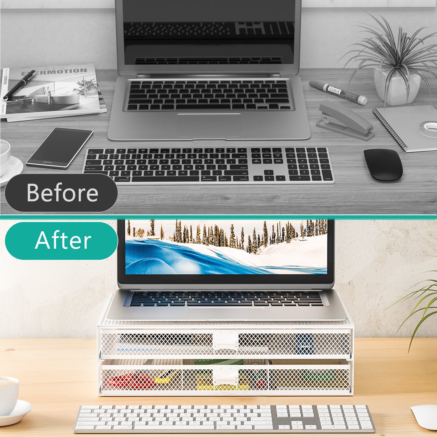 Metal Mesh Monitor Riser Desktop Stand STT006-W - WALI ELECTRIC