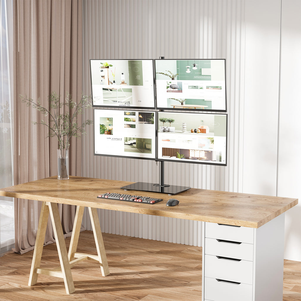 WALI Quad Monitor Stand, fits 4 Computer Screens up to 27 Inch, Holds up to 22lbs per Screen (GMF004)