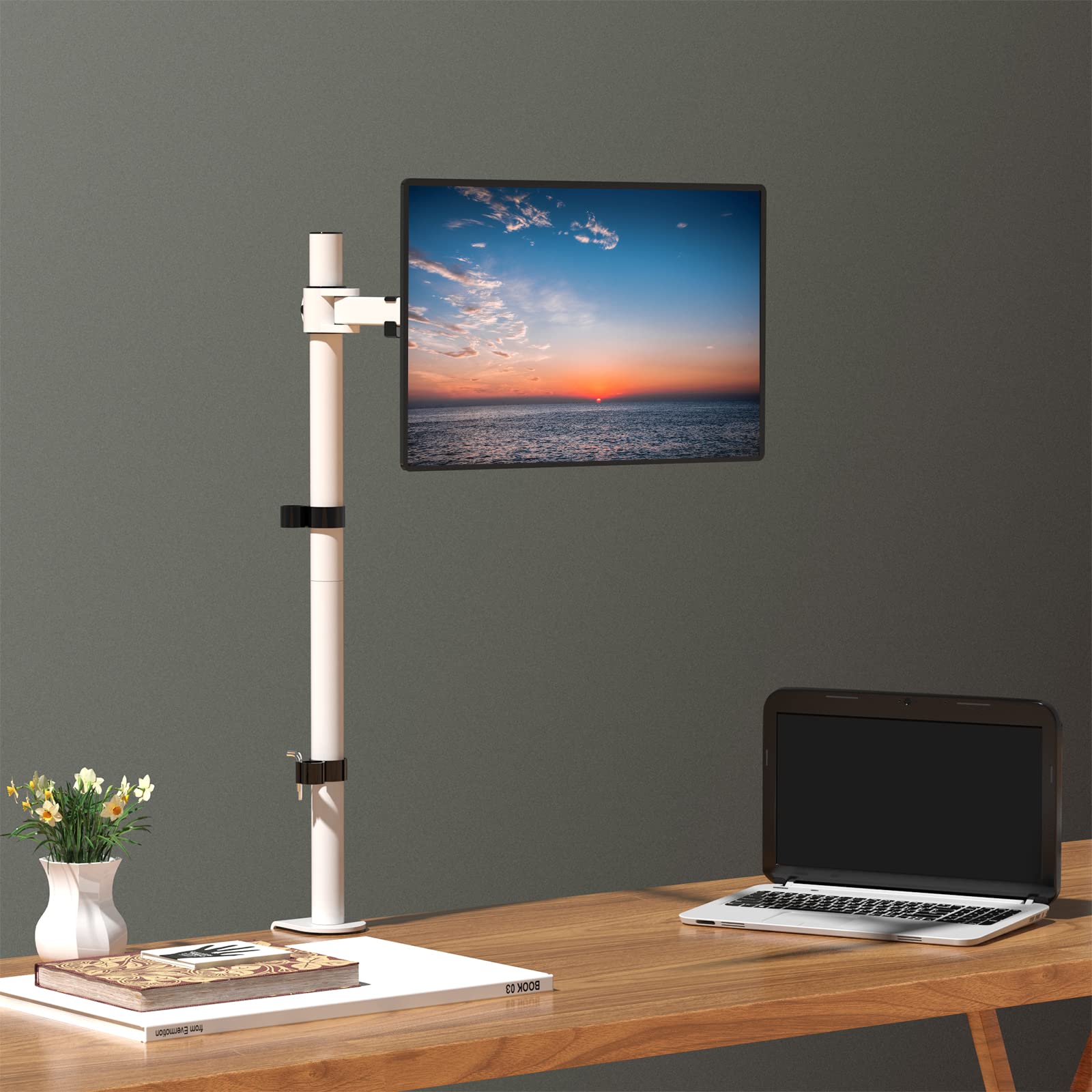  Single Monitor Mount, Extra Long Monitor Stand, 47